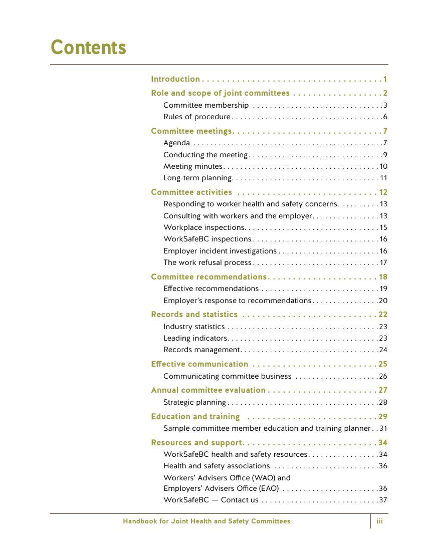 WorkSafe BC Health And Safety Committee Handbook